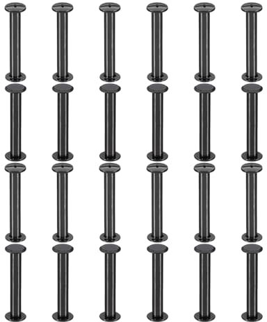PATIKIL 24 Ensembles de vis Chicago, 35mm l Vis Chicago Phillips Vis à Reliure Boulons Rivets en Cuir Connecteurs pour Ceinture en Cuir Albums Photo Scrapbook, Noir