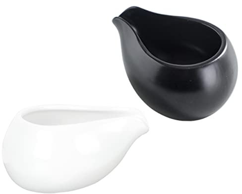 2 mini jarras de salsa de cerámica, jarra de café y crema, jarra de espuma de leche estilo japonés, dispensador de jarabe de salsa, soporte de guarnición de bebidas para el hogar, cafetería,