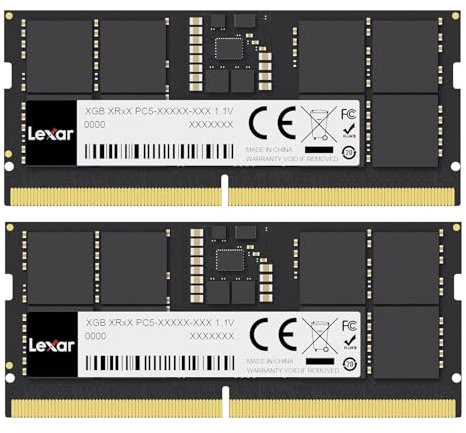 Lexar SODIMM 2x8GB DDR5 RAM 5600MHz, 262-Pin SODIMM Laptop RAM, High-Performance Gaming DRAM per Laptop Memory/All-in-one Intel NUC mini-PC, 1.1V, CL46-45-45-90(LD5S08G56C46ST-BGD)
