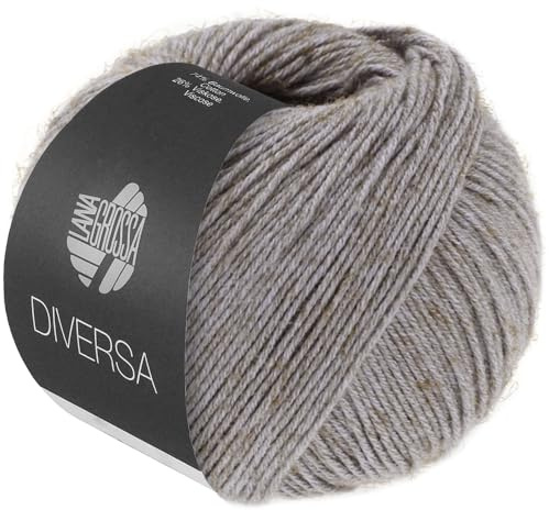 LANA GROSSA Diversa | Leichtes Baumwoll-Mischgarn mit zartem Melange-Effekt | Handstrickgarn aus 74% Baumwolle & 26% Viskose | 50g Wolle zum Stricken & Häkeln | 210m Garn FB 28