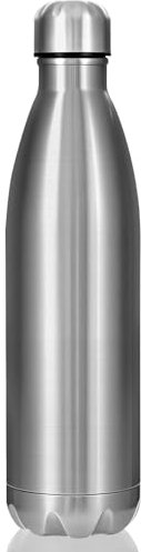 HPLIMEOR Botella Térmica de Acero Inoxidable 750ml - Doble Aislamiento al Vacío (12h Caliente/24h Frío) - 100% Antifugas y Sin BPA - Para Deporte, Yoga, Oficina, Ciclismo - Niños y Adultos(Plata)