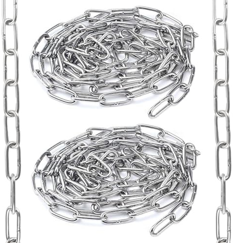 2 Stück Edelstahlkette 4mm Kettenglieder Edelstahl 304 Gliederkette 2m | Verlängerungskette für Anschließen und Aufhängen