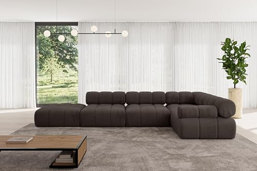 ALTDECOR Modulares Sofa Ecksofa in L-Form Corner modular Sofa Eckcouch Couch Wohnlandschaft Cauchsofa Polstersofa Felto-L2-380x190x70 cm Braun