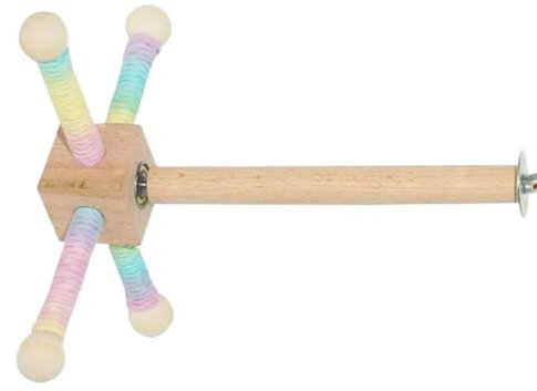 Vogelstange | Voliere-Spielzeugständer, um 360 ° drehbar, aus Holz, für Außenbereich, Garten, Innenwand, Balkon, Hof