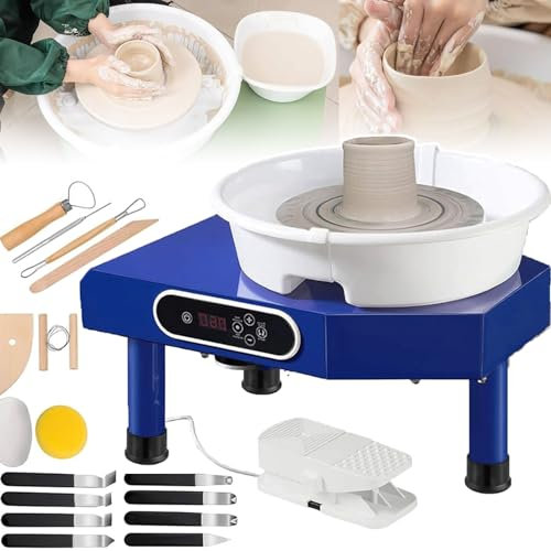 KLLJHB Tornio Elettrico per Ceramica, Strumenti Fai da Te per Principianti, avanti e Indietro, con Pedale, per casa, Scuola, studi di Ceramica