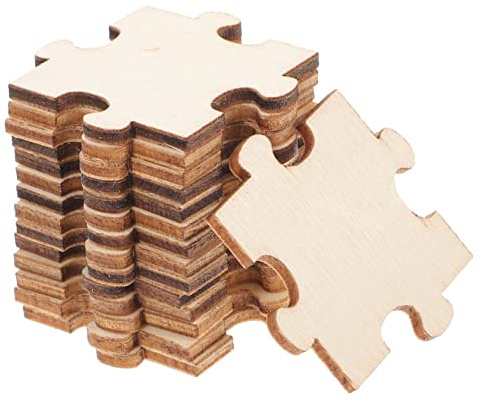 KONTONTY Holzpuzzle Teile 100 Stück, Blanko Puzzle zum Bemalen | Puzzelteil, Holzpuzzles für Kinder, Kunstpuzzles für Kinder, Leeres Puzzle, Khaki