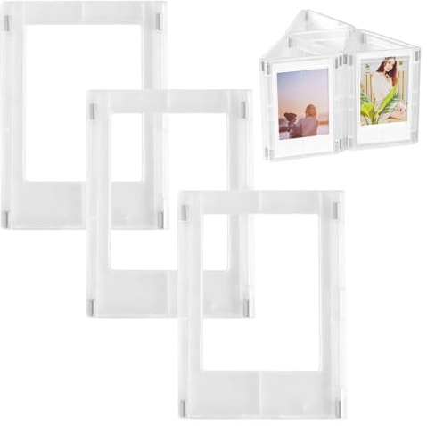 JNTFNE Confezione da 3 cornici per Foto, Cornice Magnetica bifacciale da 3 Pollici, Supporto per Cornice Magnetica Trasparente, cornici Trasparenti (Trasparenti)