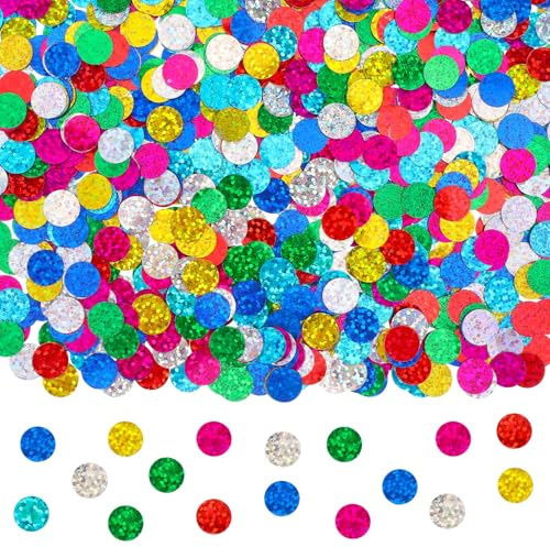 Glitzer Konfetti, Runde Konfetti Silvester Metallisch Folie Party Streudeko | Geburtstag Tischdeko, für Hochzeit, Karnevalsdeko, Silvester, Weihnachten, 30 Gramm Bunte