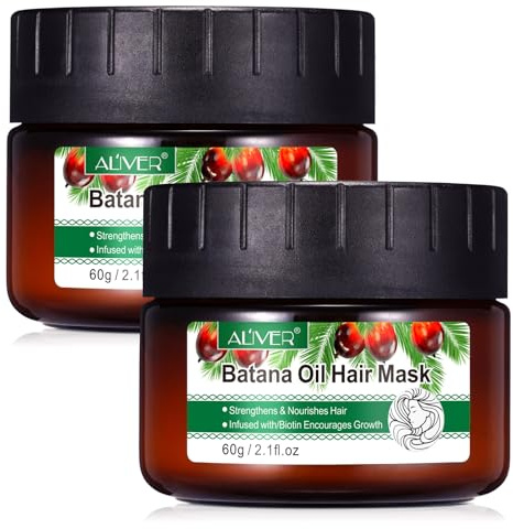 P-Beauty Haarmaske mit Batana Öl für Haarwachstum & Haarpflege - Vegan, Intensivpflege mit Biotin & Vitamin E gegen Haarausfall - Stärkt Haarwurzeln & regeneriert trockenes, brüchiges Haar (2x60g)