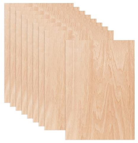10 Stück Sperrholzplatte 3mm, 300x200mm Holzplatten zum Basteln, A4 Walnuss Holzplatten Spanplatte für Laser Gravur, CNC Schneiden, Malerei, DIY Modell