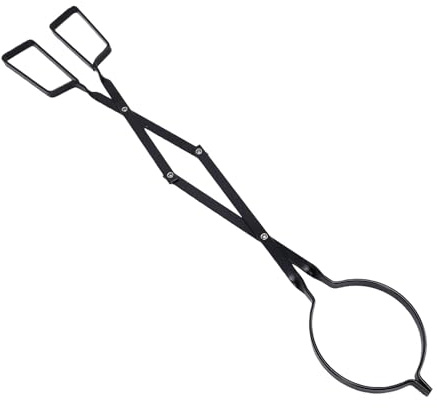 Ejoyous Pinza per Caminetto Pinza per Legna da Ardere in Ferro 24,21 Pollici per Braciere con Design a Morsetto Ad Espansione Manico Lungo a Forma di Forbice per Caminetto da Esterno per Interni