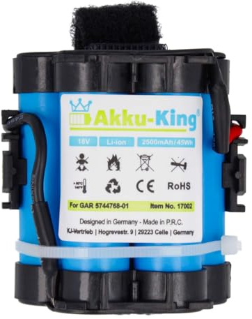 Akku-King Akku kompatibel mit Gardena 574 47 68-01, 574 47 68-03, 586 57 62-01 - Li-Ion 2500mAh - für Mähroboter R38Li, R40Li, R45Li, R50Li, R70Li, R75Li
