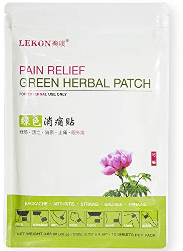 LEKON - Pain Relief Green Herbal Patch 10 Sheets Per Pack - Regular Size 5.75 in x 4.5 in