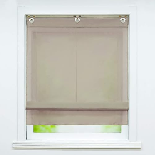 Joyswahl Voile Raffrollo mit Hakenaufhängung, ohne Bohren »Hanna« Schals Fenster Unifarbige Vorhänge BxH 80x150cm Braun 1er Pack