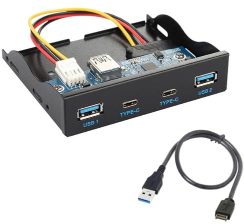 chenyang 4 Ports 2 USB C & 2 USB 3.0 auf USB 3.1 Typ E Frontplatte Header USB HUB Port Multiplier Expansion Adapter für 3.5 Floppy Bay