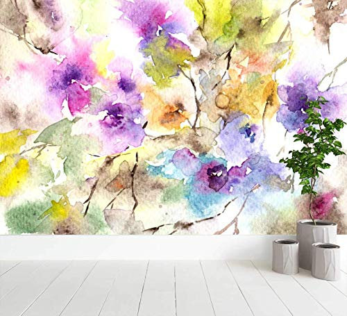 Fotomural Vinilo Para Pared Acuarelas Formando Flores | Fotomural para paredes | Mural | Fotomural Vinilo Decorativo |350 x 250 cm | Decoración comedores, salones, habitaciones
