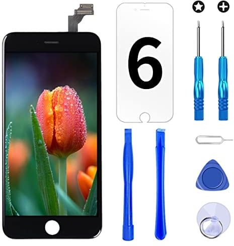 Brinonac Für iPhone 6 Display LCD Touchscreen Digitizer Ersatz Bildschirm Front Komplettes Glas mit Werkzeug und Display Schutzfolie (4,7, Schwarz)