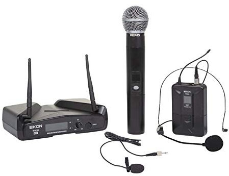 PROEL EIKON WM300KIT - Sistema microfonico UHF Wireless con mic ad Archetto o Pulce + Mic palmare, Nero (Attenzione: i microfoni non funzionano contemporaneamente nello stesso ambiente)