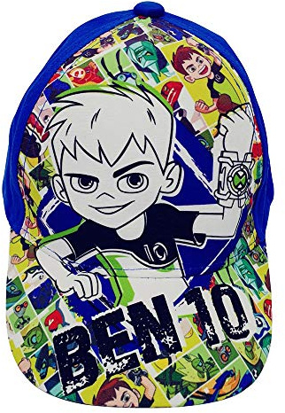 Ben10 Jungen Kappe mit Ben und Außerirdischen/Aliens im Comic Stil, Kappy, Baseballcap, Cap, Cappy mit Klettverschluss für Kinder (54, Blau)