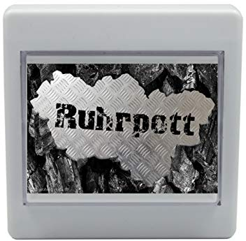WB wohn trends LED-Nachtlicht Schalter mit Motiv, Ruhrpott Silhouette Kohle Blech, 8,5x8,5x3cm, Schlummer-Licht Nacht-Leuchte Batterie betrieben