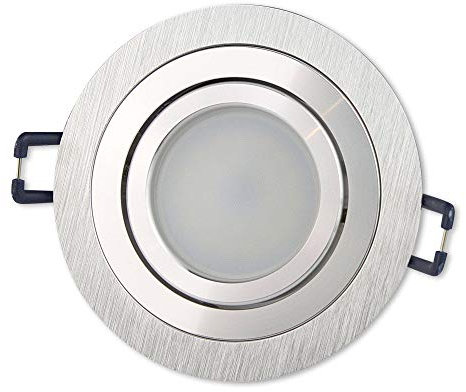 LED Einbaustrahler Edelstahl gebürstet - rund 5 Watt kaltweiß 230V - GU10 Einbauleuchte schwenkbar aus Aluminium - 75-85mm Bohrloch 81x81mm Einbau-Spot Decken-Strahler