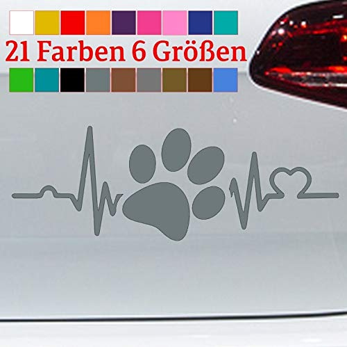 generisch Herzschlag Pfote Hunde Aufkleber Sticker Retriever Labrador Love Terrier Mops in 6 Größen und 21 Farben