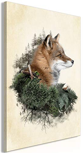 murando - Wandbilder Fuchs 40x60 cm Vlies Leinwandbild 1 tlg Kunstdruck modern Wandbilder Wanddekoration Design Wand Bild - Tiere Wald Pflanzenmotiv Fern Abstrakt g-C-0321-b-a