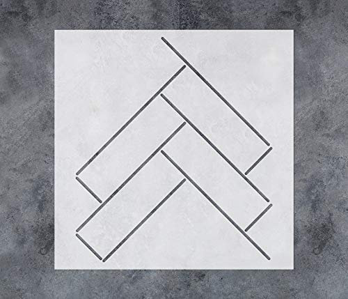 GSS Designs Fischgräten-Wandschablone, 30,5 x 30,5 cm, wiederverwendbare Ziegelstein-Wiederholungsmuster-Schablonen zum Malen auf Holz, Wand, Leinwand, Möbel – Schablonen für Wandmalerei