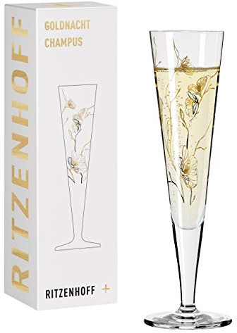 RITZENHOFF 1078277 Champagnerglas 200 ml - Serie Goldnacht Nr. 7 - Edles Designerstück mit Echt-Gold - Made in Germany