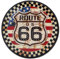 LuckyLinde Route 66 Retro US Vintage Deko Schild, Wandschild, Türschild, Bar Schild, Rund - 30 x 30 cm, Bunt