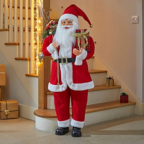 Marco Paul Interiors Tradizionale Deluxe Grande Babbo Natale Decorazioni natalizie Statua Decorazioni natalizie per la casa Figura festiva Peluche Natale Decorazioni natalizie (40 cm)