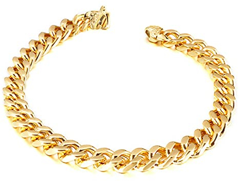 BCughia Männer Armband, Cuban Link Gold Panzerkette Karabinerverschluss Edelstahl Punkrock Design Engagement Armband Herren 210x12mm