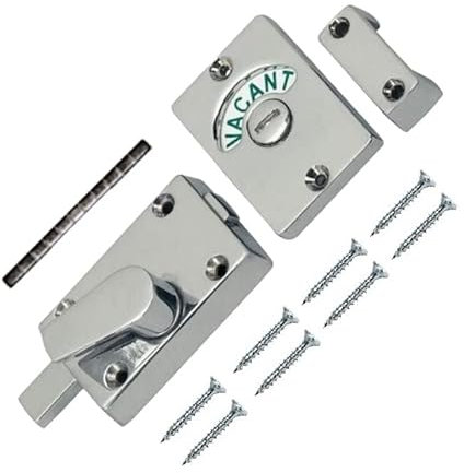 TERF® Heavy Duty Polished Chrome Indicator Lock Catch Latch Bolt 60mm Door Vacant Engaged Display Indicator Bolt with Fixing Screw Use For Bathroom Public Toilet Restroom and Multi Purpose Use