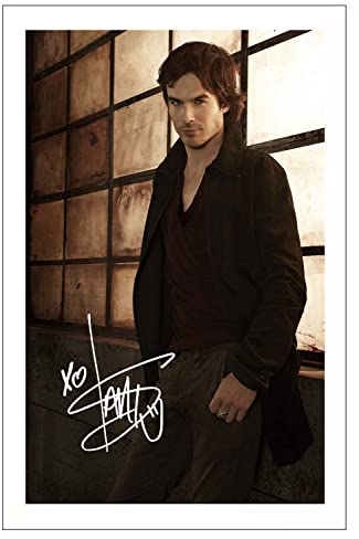 Ian Somerhalder signierter Fotodruck, 15 x 10 cm, vorgedruckte Signatur Vampire Diaries Damon Salvatore Autogrammgeschenk, vollfarbig, 15,2 cm x 10,16 cm