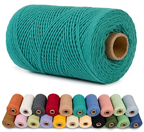 LEREATI Makramee Garn 1mm x 200m Baumwollgarn Baumwollkordel Baumwollseil Baumwollschnur, Macrame Cord 1mm for Makramee und DIY Basteln, Traumfänger, Garten, Hochzeit Dekorationen (Cyan)