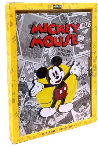 CARTOON Diario segreto per bambini Topolino, Disney classic, Mickey Mouse, con serratura e chiavi