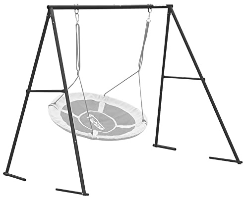 440lbs Swing Stand A Frame Heavy Duty, 71” Height Full Metal Swing Frame,Anti-Rust and All Weather Resistance,Suit Saucer Swing,Swing Chair for Kids in Backyard,Outdoor (Black Frame Without Swing)