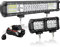 AUXTINGS 45 cm 252W LED Lichtleiste Spot Zusatzscheinwerfer Flutlicht+ 2x 10cm 36W Spot LED Arbeitsleuchte mit 2 Kabeln 12V Kabelbaum-Kit für JP Pickup Offroad Truck 4X4 ATV Bootsanhänger,wasserdicht