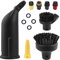 Kit Brosse Ronde et Embout Buse Accessoires pour Nettoyeur Vapeur Kärcher SC1 SC2 SC3 SC4 SC5, Buse Rallongée Noire, Grande Brosse Ronde Brosse Pièces de Rechange avec 4 Petites Brosses Rondes