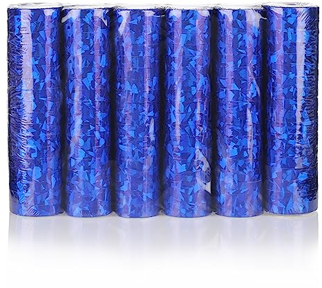 KarneLux Luftschlangen 'Blau Glitzer Metallic' - Partydekoration für Geburtstage, Hochzeiten und Silvester - 6er Pack
