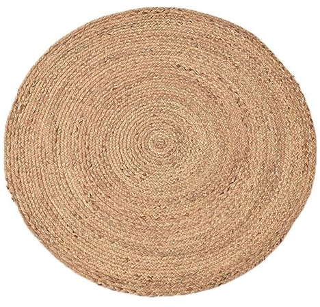 EBayin Tapis en rotin tissé à la main en paille ronde Plantes naturelles Tapis en fibre Hôtel Jardin Salon Table basse Eau Herbe Tapis