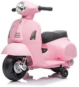TURBO CHALLENGE - Vespa GTS - Porteur Elèctrique - 119168 - Scooter - Rose Pale - Prêt à Rouler - 25Kg Max - Plastique - Batteries Rechargeables - À partir de 18 Mois