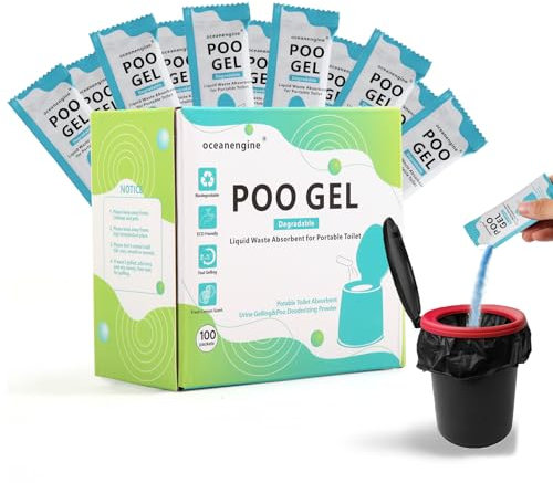 oceanengine Tragbare Toilette saugfähiges Gel, tragbares Toilettenpulver KOT Urin Pulver für Camping Outdoor Wandern (100 Packungen)