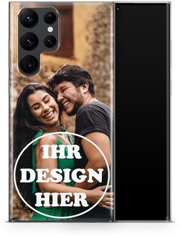 Personalisierte Hülle Für Samsung Galaxy S24 Ultra Hülle - Maßgeschützte TPU Handyhülle mit Ihrem Bild Initialen Foto Text oder Bild für Samsung Mobiltelefone