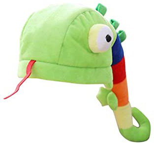 ibasenice Kopfschmuck Raupe Cartoonhut Plüschhut Lustige Kopfbedeckung Cosplay Einheitsgröße für Kinder und Erwachsene Partyfoto Requisiten Karneval Halloween