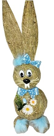 FURRYMAN Conejo de Pascua – Decoración – Conejo de paja – Grande (Azul)