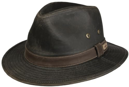 Stetson Chapeau en Tissu Sri Lanka Traveller Homme - Coton avec Bandeau Cuir, Cuir Printemps-ete Ete Hiver - XXL (62-63 cm) Marron Fonce