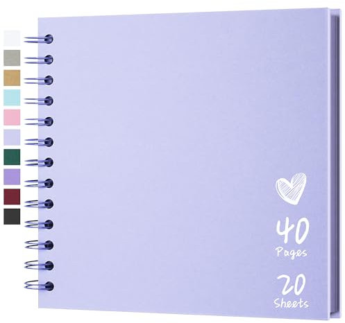 Hiwhy Fotoalbum Scrapbook 18x18 cm 20 Blätter DIY Scrapbook Hartes Kraftpapier Baby Erinnerungsbuch Familie Geburtstag Hochzeit Jahrestag Scrapbook, Violett