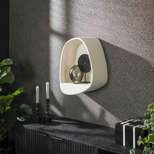 RINGO-Living Wandregal mit Ablage in Weiß - Schweberegal zum aufhängen an Wohnwand - Kleines Marmor Regal zum einhängen - Vintage Wandregal mit Ablage für Dein Schlafzimmer, Wohnzimmer & Flur