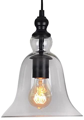 ZJIEDB Lampadari a sospensione in vetro retrò industriale Lampadari a sospensione vintage a forma di campana grande Apparecchio Lampada da soffitto decorativa Lampada da illuminazione per interni p